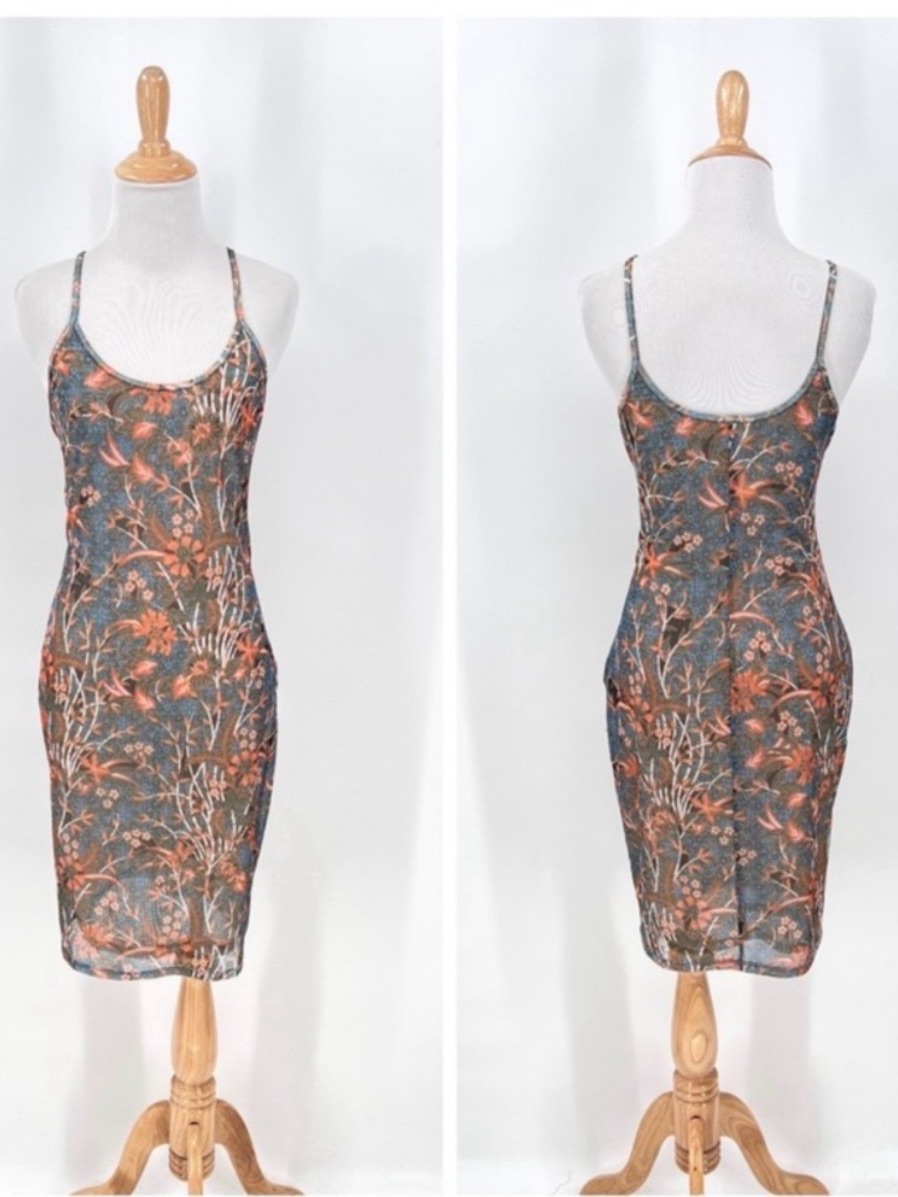 Beautiful Zimmerman Floral Mesh Slip Dress In Gray And Coral